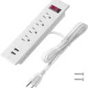 Mountable Power Strip Recessed Power Strip with USB 4 Outlet 2 USB Multiple Protection Built in Conference Desk Counter Workbench for PC Home Electric Appliance ETL Listed(White)