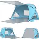 Elegear Beach Tent Sun Shelter with Canopy, CumbreX™ 4-6 Person Pop Up Beach Tent, Easy Setup UPF 50+ UV Protection Portable Lightweight Waterproof Cooler Family Beach Cabana Sun Shade Shelter - Blue
