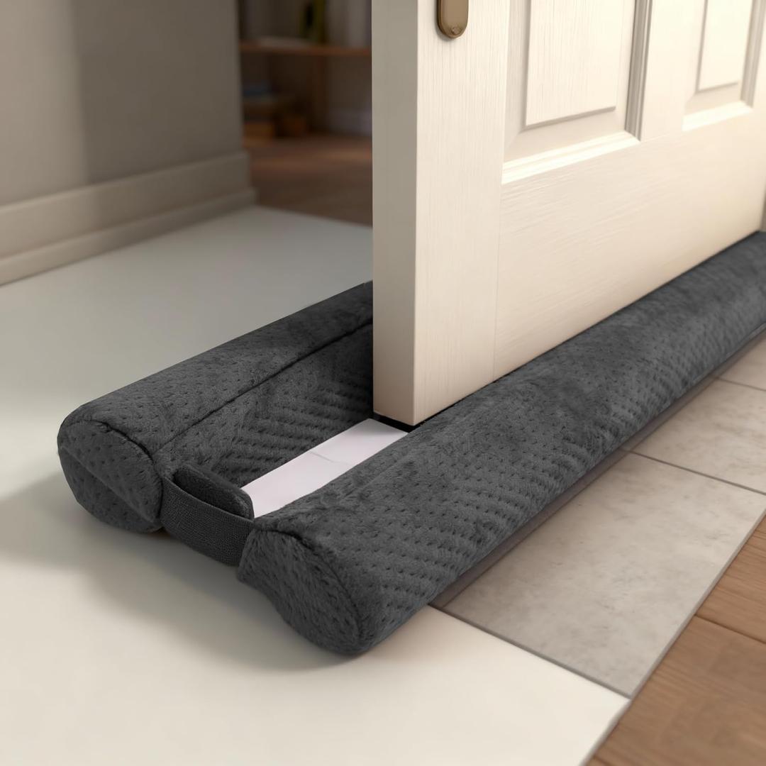 Under Door Draft Stopper Door, Sweep Weather Stripping, Double-Sided Windproof Seal Noise Blocker Window Breeze Blocker, Adjustable 30'' to 36'' Gap Filler, Grey (Gray)