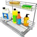 LYNK PROFESSIONAL Pull Out Under Sink Kitchen Cabinet Organizer - 11.5 in. x 18 inch deep Drawer - Sliding Shelf Organizer for Cabinets and Undersink Storage Shelves - Chrome