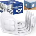 4Pcs Bed Sheet Holders for Corners, Fitted Sheet Holder Keep Sheets Firm, Durable Heavy Duty Bed Sheet Clips, Bed Lock Sheet Holders,Fit All Mattress Easy Install (White)