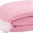Travel Blanket, Airplane Blanket, Ultra-Soft, Warm & Lightweight, 65x40 in, Outdoor Blanket Essentials for Women, Men & Kids, Included Eye Mask, Luggage Sleeve & Backpack Clip Pink