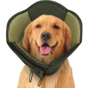 SUNFURA Dog Cone - Soft Cone for Dogs to Stop Licking, Pet E-Collar Alternative After Surgery, Adjustable Pet Recovery Collar for Wound Healing, Army Green Large