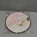 HUGANE Vintage Funny Christmas Pink Santa Round Wall Art Decor, Pink and White Stripe Xmas Santa Claus Hanging Canvas Framed Prints Wall Sculptures for Home Bedroom Living Room Decor, 10x10 Inch