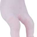 Zando Opaque Cotton Tights for Baby Girls, Infants & Toddlers, Cozy Winter Leggings with Cable Knit Design, Size 0-3M to 6-7T (Pink)