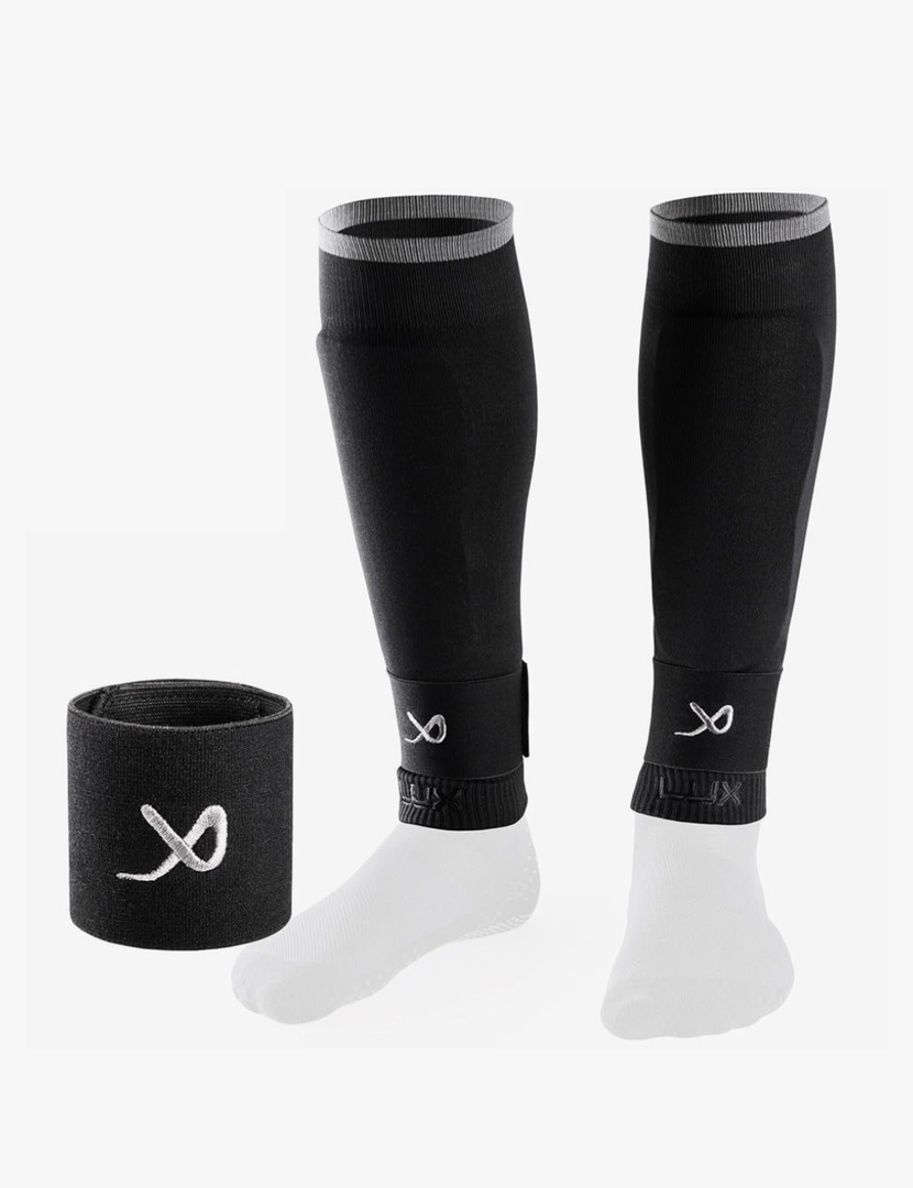 LUX Sports LUX Soccer Sleeves w/Free Guard Stays for Men/Boys/Youth Compatible w/Soccer Grip Sock - Shin Guards - Shin Guard Sleeve, No Size
