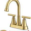 4 inch Brushed Gold Bathroom Sink Faucet with Pop-up Drain and 2 Supply Hoses, Stainless Steel Lead-Free 2-Handle Centerset Faucet for Bathroom Sink Vanity RV