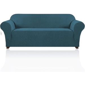 PrinceDeco Stretch Sofa Cover Slipcover Couch Covers for 3 Cushion Couch Furniture Protector Sofa Covers with Non Slip Elastic Bottom Dogs Pet Friendly Fitted (Sofa, Deep Teal)