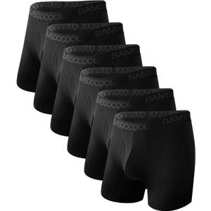 BAMBOO COOL Breathable Men's Underwear Modern Multipack Comfortsoft Moisture-Wicking Boxer Briefs 6 Pack (Black, L)
