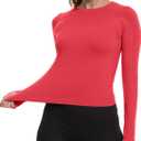 MathCat Seamless Workout Shirts for Women, Long Sleeve Workout Tops for Women, Yoga Sports Athletic Gym Tops (Medium, Red)