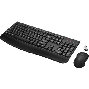 Wireless Keyboard and Mouse Combo, Full-Sized 2.4GHz Wireless Keyboard with Comfortable Palm Rest and Optical Wireless Mouse for Windows, Mac OS PC/Desktops/Computer/Laptops (Black) (Black)
