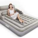 JEASONG Air Mattress with Headboard, Fast Inflation/Deflation Inflatable Airbed, 9 Inches High Blow Up Bed with Comfortable Flocked Top for Home Guest Travel Camping (Queen Grey)