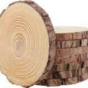 JEUIHAU 8 PCS 8-9 Inches Natural Wood Slices, Unfinished Predrilled Wooden Circles Tree Bark Slice, Blank Wooden Log Circles for DIY Crafts, Arts Wood Slices, Christmas Ornaments