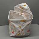 Clastyle 3 Pcs Boho Flower Kid Storage Cube Organizer Set Plants Closet Clothes Cube Storage Bin Beige Nursery Toddler Toy Box Chest Butterfly Book Shelf Basket