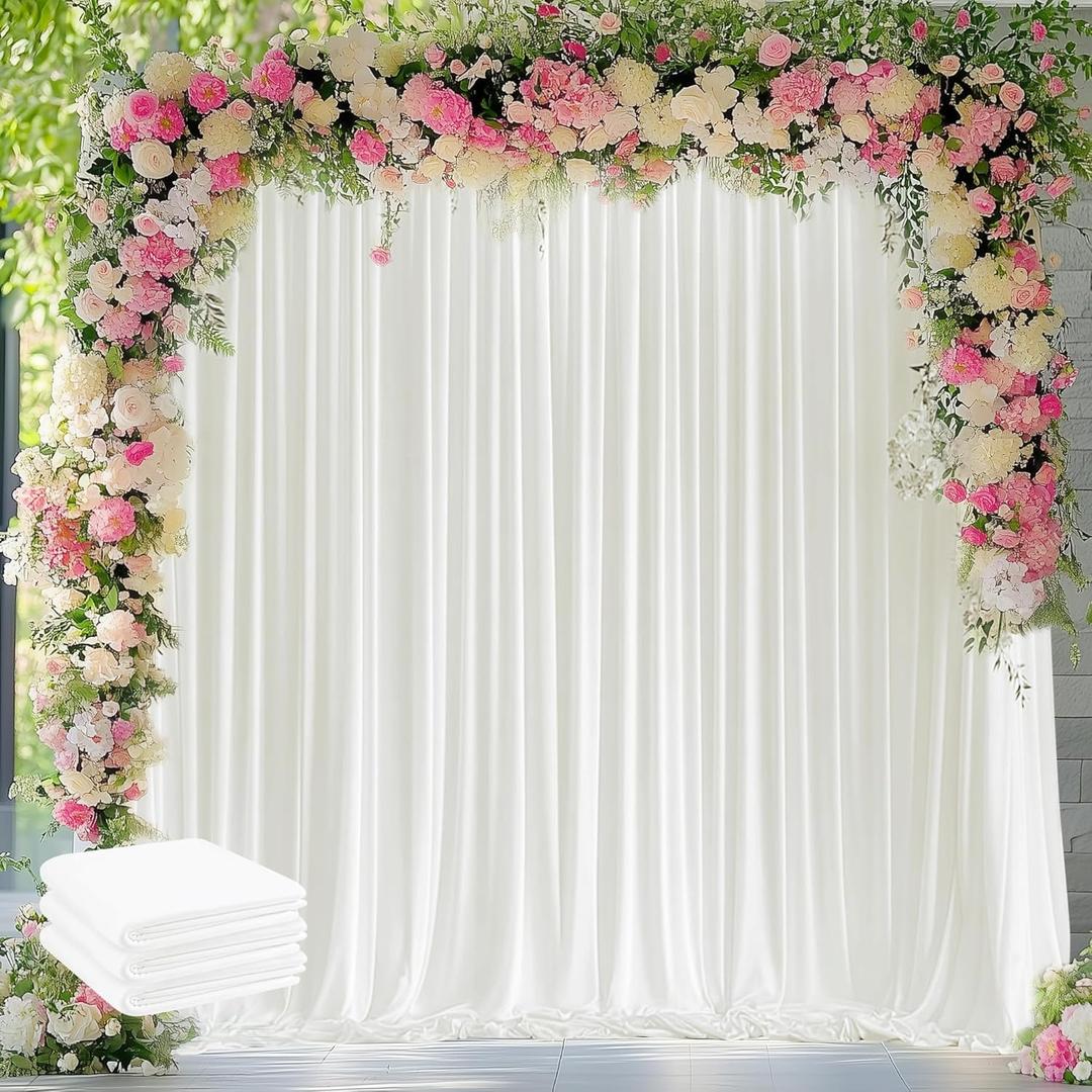 Wokceer Ivory Backdrop Curtain for Wedding Parties 3 Pack 10x10FT Wedding Curtains Photo Backdrop Drapes Polyester for Photoshoot Baby Shower Birthday Party Curtains Background 6 Panels 5x10FT