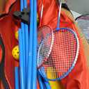 Pickleball Badminton Net Set for Backyards, All-in-One Portable Volleyball Combo Set with Adjustable Net, Volleyball Pickleball Paddles & Badminton Rackets for Indoor Outdoor