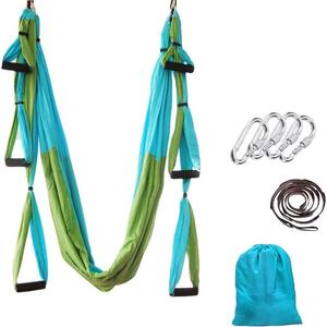 Aerial Yoga Swing Set, Ultra Strong Hammock Trapeze Extension, Antigravity Ceiling Hanging Sling Inversion Exercises (Sky blue + green)