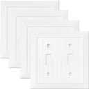 Modern Decorative Wall Plate Retro Wood Grain design Switch Cover Outlet Cover for Light Switch, Smart Switch, Dimmer, GFCI, USB Outlet (4 Pack, Double Toggle)
