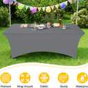 Smiry 2 Pack Spandex Table Cloth 8FT, Elastic Fitted Stretch Tablecloths, Washable and Wrinkle Free Rectangular Patio Table Cover for Outdoor, Wedding, Banquet & Parties (Grey, 96Lx30Wx30H Inch)