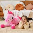 IKASA Giant Unicorn Stuffed Animal Plush Toys, Licorne Soft Toy Large Cute Huge Big Size Jumbo Kawaii Fluffy Plushy Fat Oversized Plushie,Gifts for Kids Girls (Pink, 43 inches)