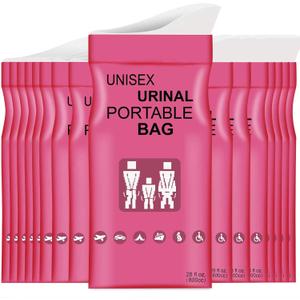 Disposable Urine Bags with Absorbent Pad in Portable Urinal Pee Bags Resealable Unisex for Traffic Jam Travelling On-The-go (Pink12count)
