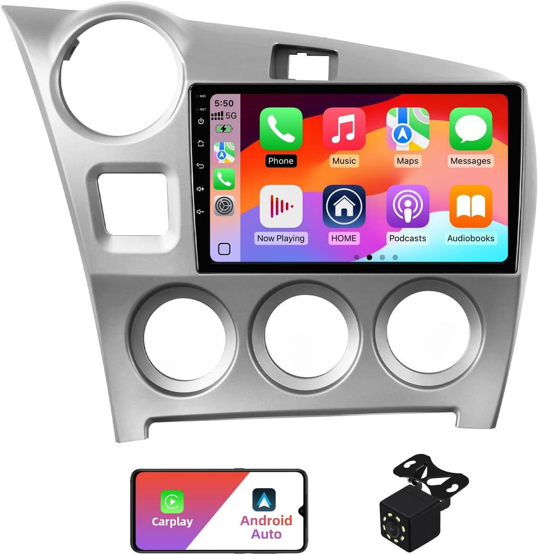 2+32G Android 13 Double Din Car Radio Stereo for Toyota Matrix 2009-2014 with 9" Touchscreen Radio Built-in Wireless Carplay/Android Auto/GPS/Bluetooth/FM/AUX-in/SWC/Camera