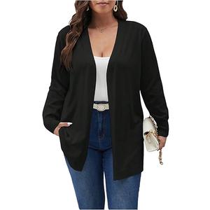 Verdusa Women's Plus Size Long Cardigan Sweater Open Front Hollow Out Knit Lightweight Outerwear Spring Fall Clothes XL