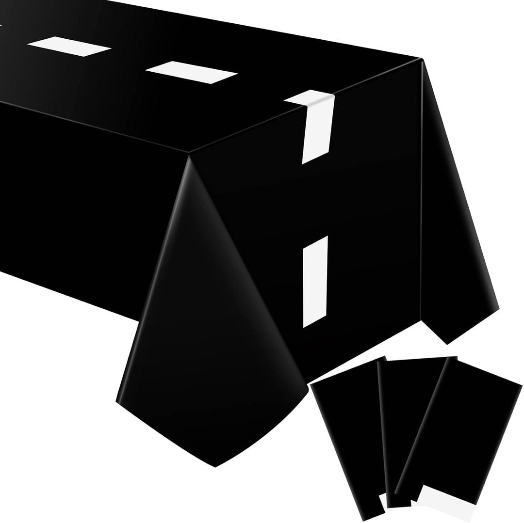 Irenare 3 Sheets Car Birthday Party Supplies Racing Party Decorations Road Tablecloth Racetrack Table Runner Table Covers for Car Theme Birthday, 54 x 108 Inch, Black