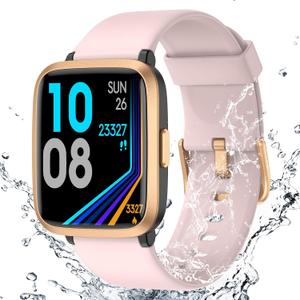 Fitness Tracker Watch with Heart Rate Monitor, Activity Tracker with Pedometer, Sleep Monitor, Calories & Step Counter, 5ATM Waterproof Smart Watch for Women Men Health Fitness Watch for Sports (Light Pink)