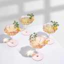 Khen Flower Modern Wavy Glass Coupes Martini, Champagne & Cocktail Coupes - Set of 4-7.7oz Colorful Cocktail Glasses & Prosecco, Mimosa Glassware Copyright Design - Blush Pink