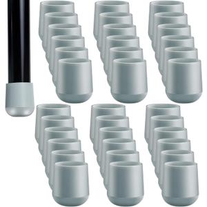 Jetec 36 Pieces 7/8 Inch Folding Chair Leg Caps Heavy-Duty Plastic Chair End Caps Non-Marring Furniture Glides Round Hardwood Floor Protectors, Grey