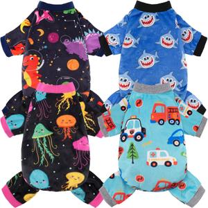 4 Pack Dog Pajamas Soft Lightweight Dog Recovery Suit Onesie Clothes for Small Medium Large Female Pet Boys Girls Dogs Cats M (Back: 9",Chest: 13.7", 5-8lbs)