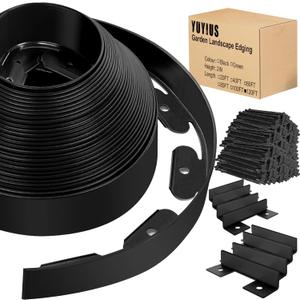 Landscape Edging - Garden Edging Border 120FT 2IN Tall with 160 Stakes, No Dig Lawn Edging for Landscaping for Garden Bed, Yard, Thickened Top Edge (0.15) Flower Bed Border Edging for Outdoor (BLACK)