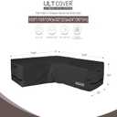 ULTCOVER Patio V-Shaped Sofa Cover Waterproof for 7-Seater Outdoor Sectional Furniture Couch 105 inch Wide, Black
