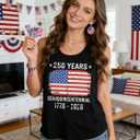 MNLYBABY 250 Years American Anniversary Tank Top Women 4th of July Patriotic Sleeveless Shirt American Flag Tops (Black, M)