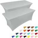 IVAPUPU 2 Pack 6FT Table Cloth for Rectangular Fitted Events Stretch Grey Table Covers Washable Cover Spandex Tablecloth Protector for Party, Wedding, Cocktail, Banquet, Festival