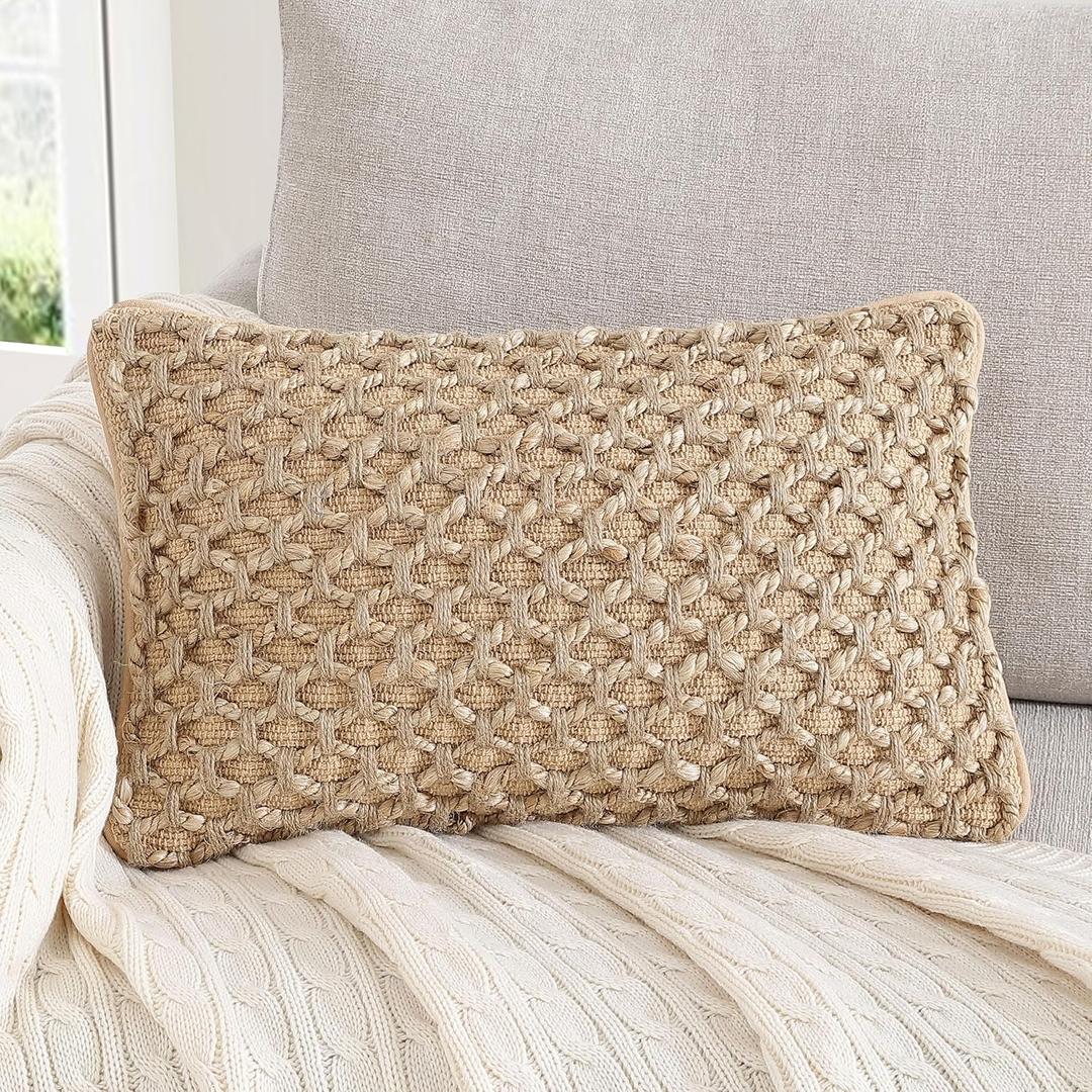 Boho Living 12x20 Beige Throw Pillow Covers Pillow insert not included - (1) Boho Pillow Cover