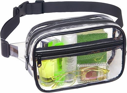 Clear Fanny Pack, Clear Belt Bag Transparent Waist Bag Lightweight Large Capacity for Travel Sports Outdoor, 6 Pack