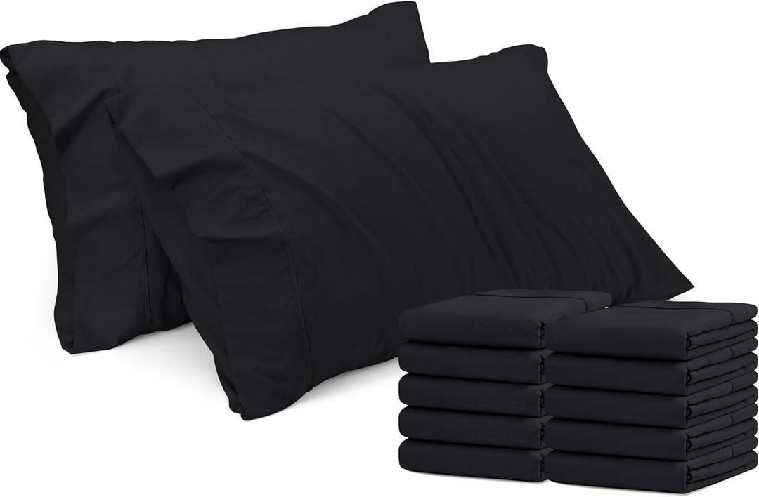 Utopia Bedding Queen Pillow Cases - 12 Pack - Envelope Closure - Soft Brushed Microfiber Fabric - Shrinkage and Fade Resistant Pillow Covers Queen Size 20 X 30 Inches (Queen, Black)