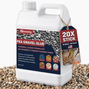 64OZ Mulch Rock Glue for Landscaping, Cover Up to 594sqft, Concentrated Mulch and Gravel Binder for Pea Gravel, Bark, Stone Stabilizer for Paths, Patios, Driveways & Garden Border