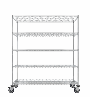 LohiQuip Wire Shelving Cart, 5-Shelf, Size H 67.5" x W 24" x L 60"