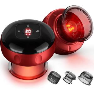2 Pack Smart Cupping Therapy Massager, 7 in 1 Red Light Cupping Therapy Set with 2 Modes for Targeted Pain Relief, Muscle Soreness,Tighter Skin,Cupping Kit with 12 Levels Suction and Heat