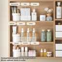 Medicine Cabinet Organizer, Stackable Narrow Makeup Organizer with Brush Holder, Mirror Cabinet Shelves for Kitchen, Bathroom Cabinet, Counter, Vanity (Transparent)