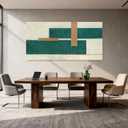 YETHEN WAL Teal Green Abstract Canvas Wall Art Geometric Textured Wall Decor Minimalist Modern Rectangular Art for Living Room Bedroom Office 24x48 Inch