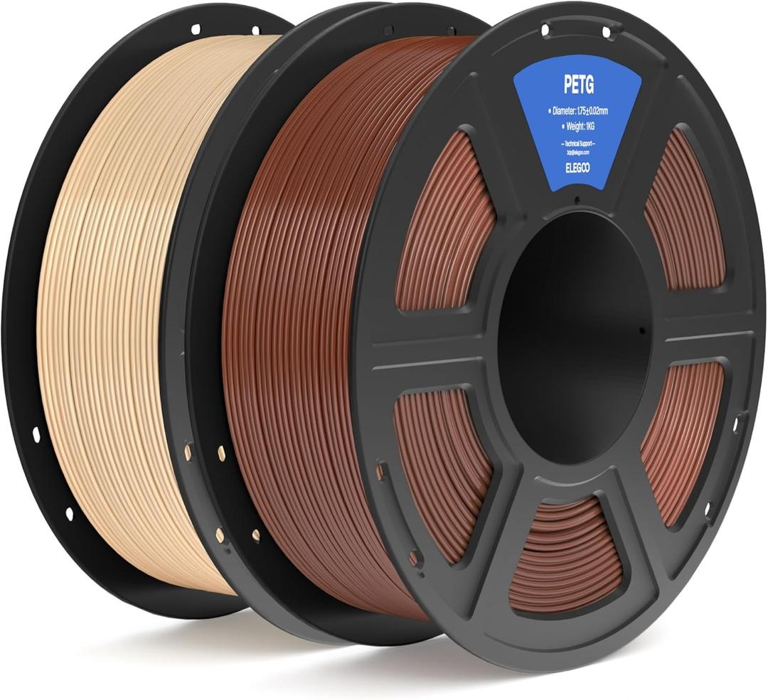 ELEGOO PETG Filament 1.75mm Brown & Beige 2KG, 3D Printer Filament Dimensional Accuracy +/- 0.02 mm, 2pcs 1kg Spool(2.2lbs) Fits for Most FDM 3D Printers