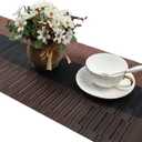 SHACOS Table Runners Woven Vinyl Table Mats 12x71 inch for Kitchen Dining Table Non Slip Washable, Ombre Coffee Black