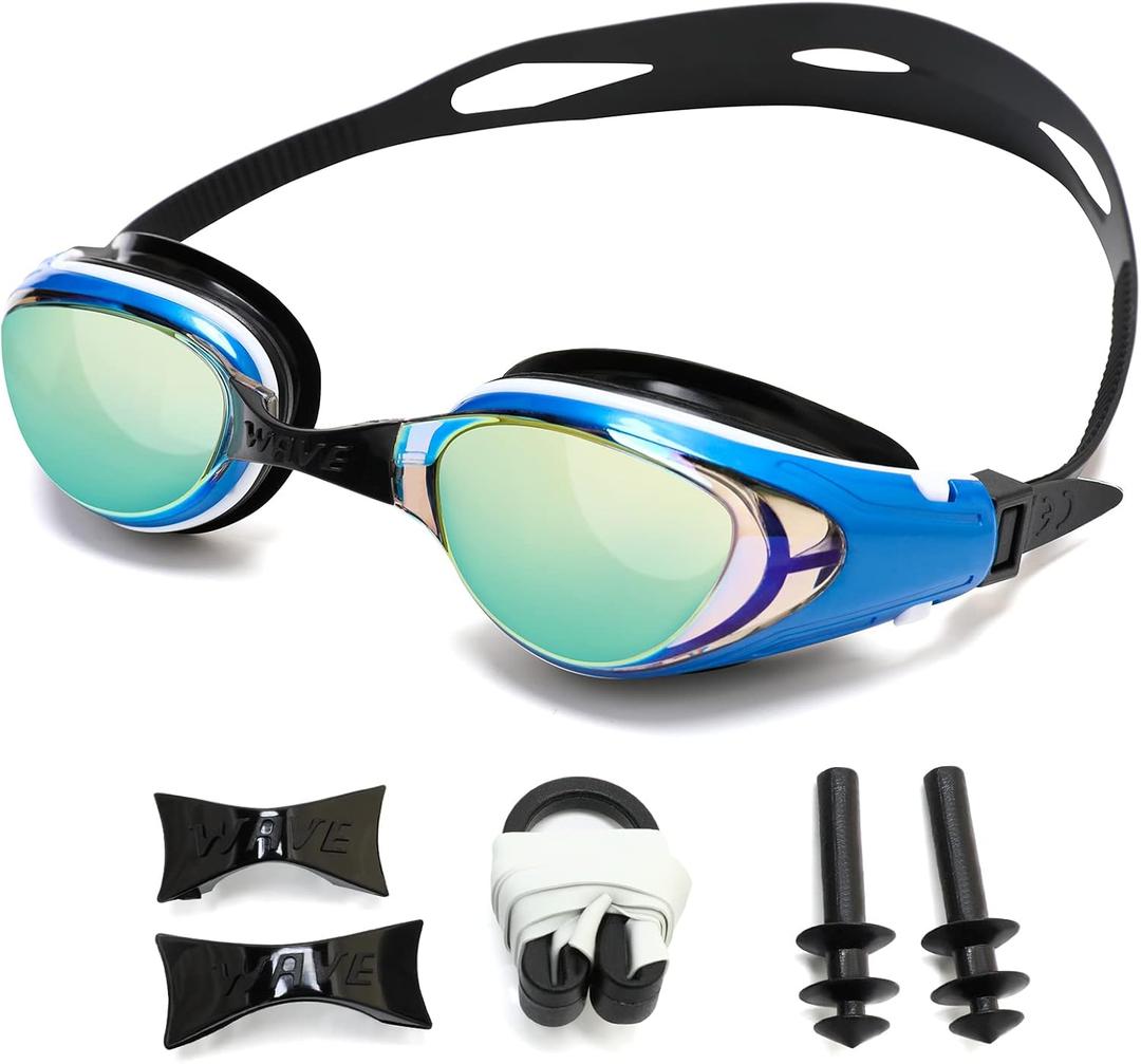 Nearsighted Swim Goggles, Shortsighted Optical Swimming Goggles No Leaking Anti Fog UV Protection for Adult Men Women (-3, Blue)