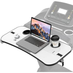 Treadmill Desk Attachment 36 Inches Tread Tray Workstation, Laptop Stand Holder for Notebooks, Tablets, Phone,Cup,Ergonomic Platform with Cooling Holes & Edge Protector (White)