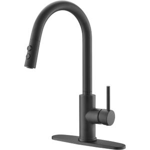 RULIA Kitchen Faucet, Kitchen Sink Faucet, Sink Faucet, Pull-Down Kitchen Faucets, Bar Kitchen Faucet, Matte Black, Metal Spray Head, RB1031