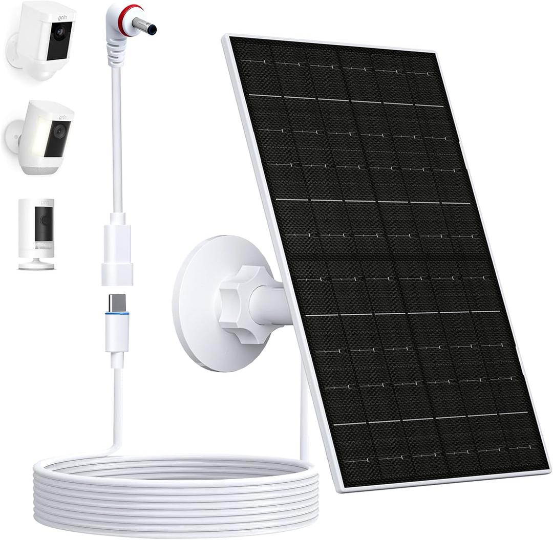 Solar Panel for Ring Camera, Compatible with Ring Stick Up Cam (2nd/3rd Gen) & Pro, Spotlight Cam Plus/Pro (Battery), 7W Solar Charger with USB-C to 3.5mm Adapter, 8.8ft Cable & 360 Mount